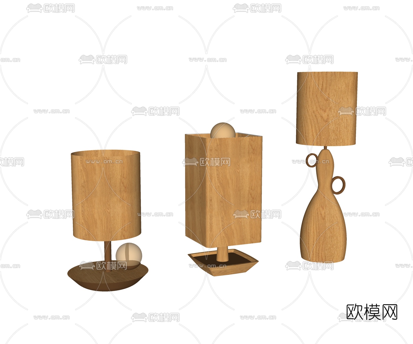 北欧原木台灯su模型下载