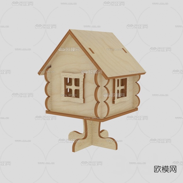 北欧实木鸟屋免费3d模型下载