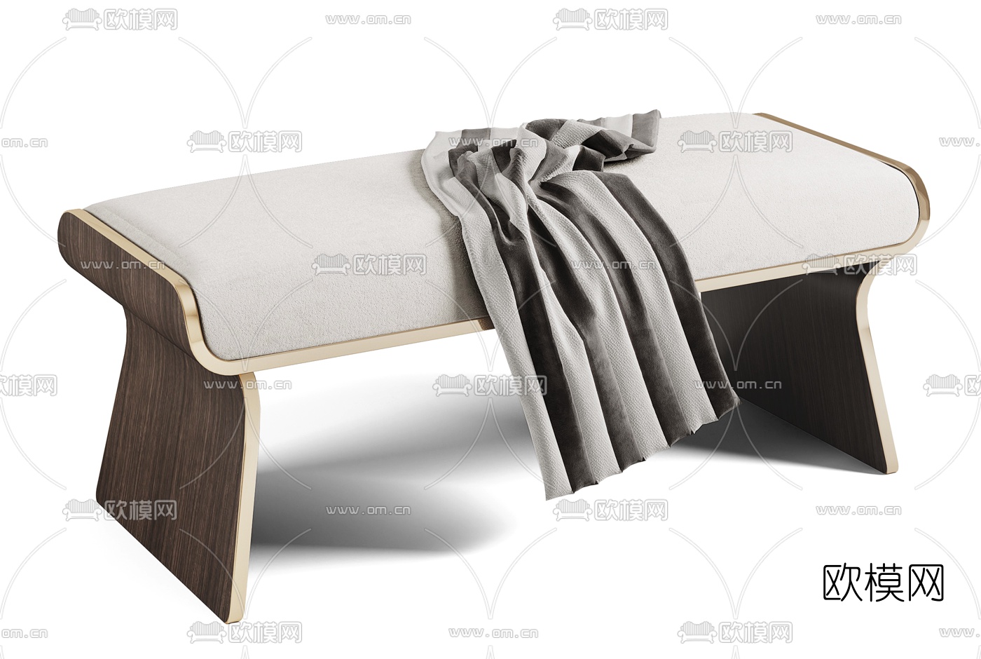 现代布艺脚踏3d模型