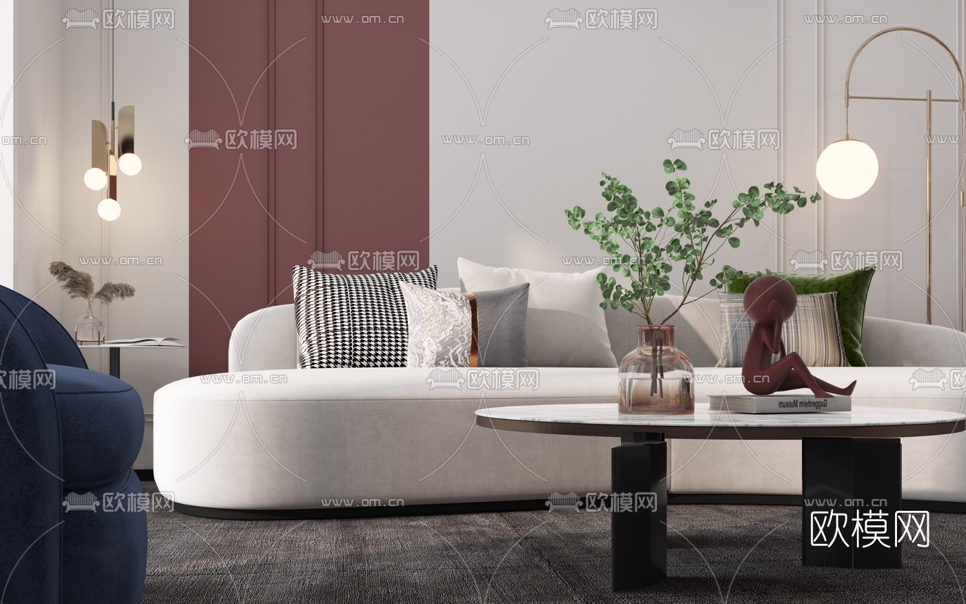 简欧客厅餐厅3d模型