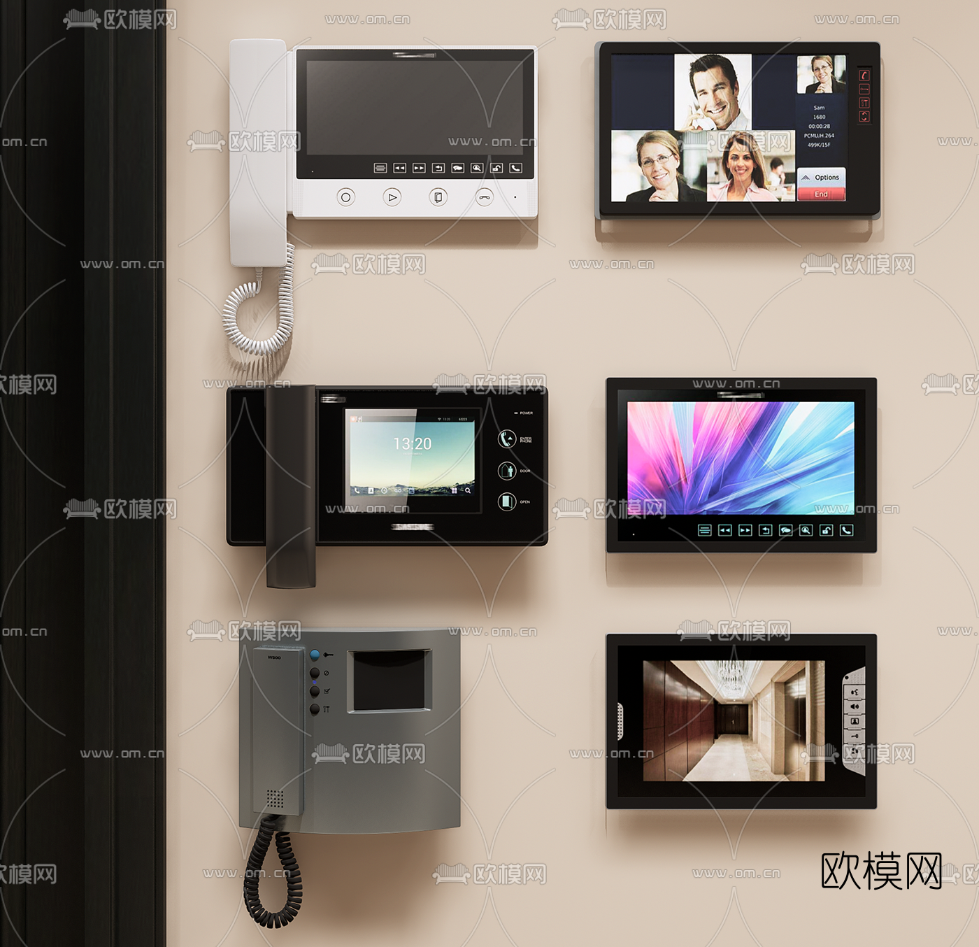 现代可视对讲门铃su模型下载（渲染图1）