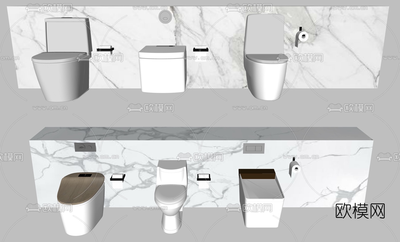 现代壁挂马桶su模型下载