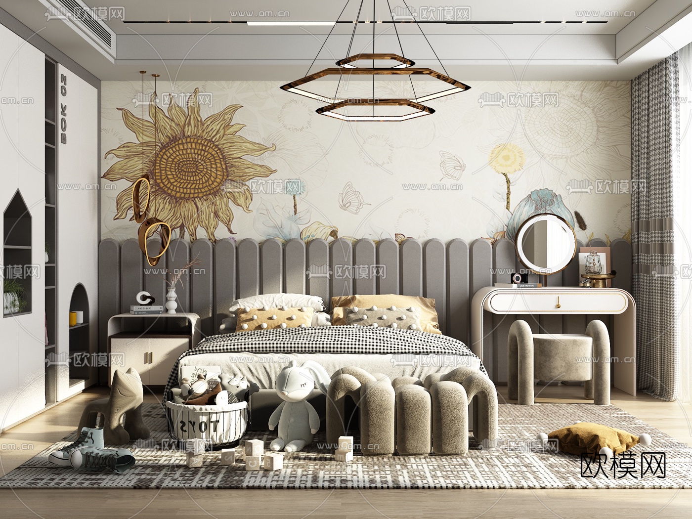 现代儿童房3d模型下载