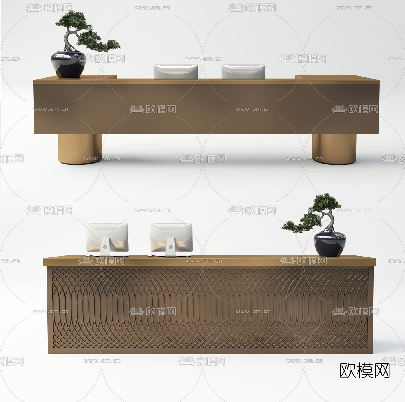 现代轻奢服务台接待台3d模型下载