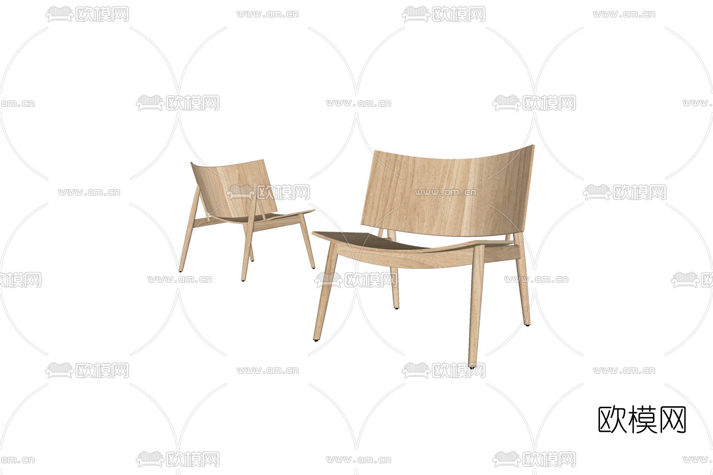 北欧原木单椅su模型下载