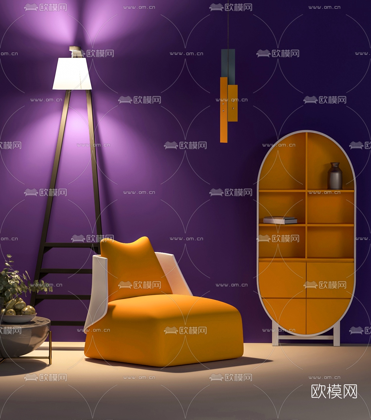 后现代布艺休闲沙发边柜3d模型下载