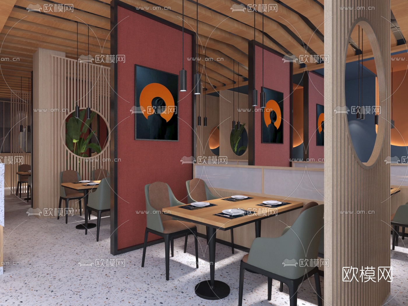 现代秦皇岛烧烤店免费3d模型下载（渲染图3）