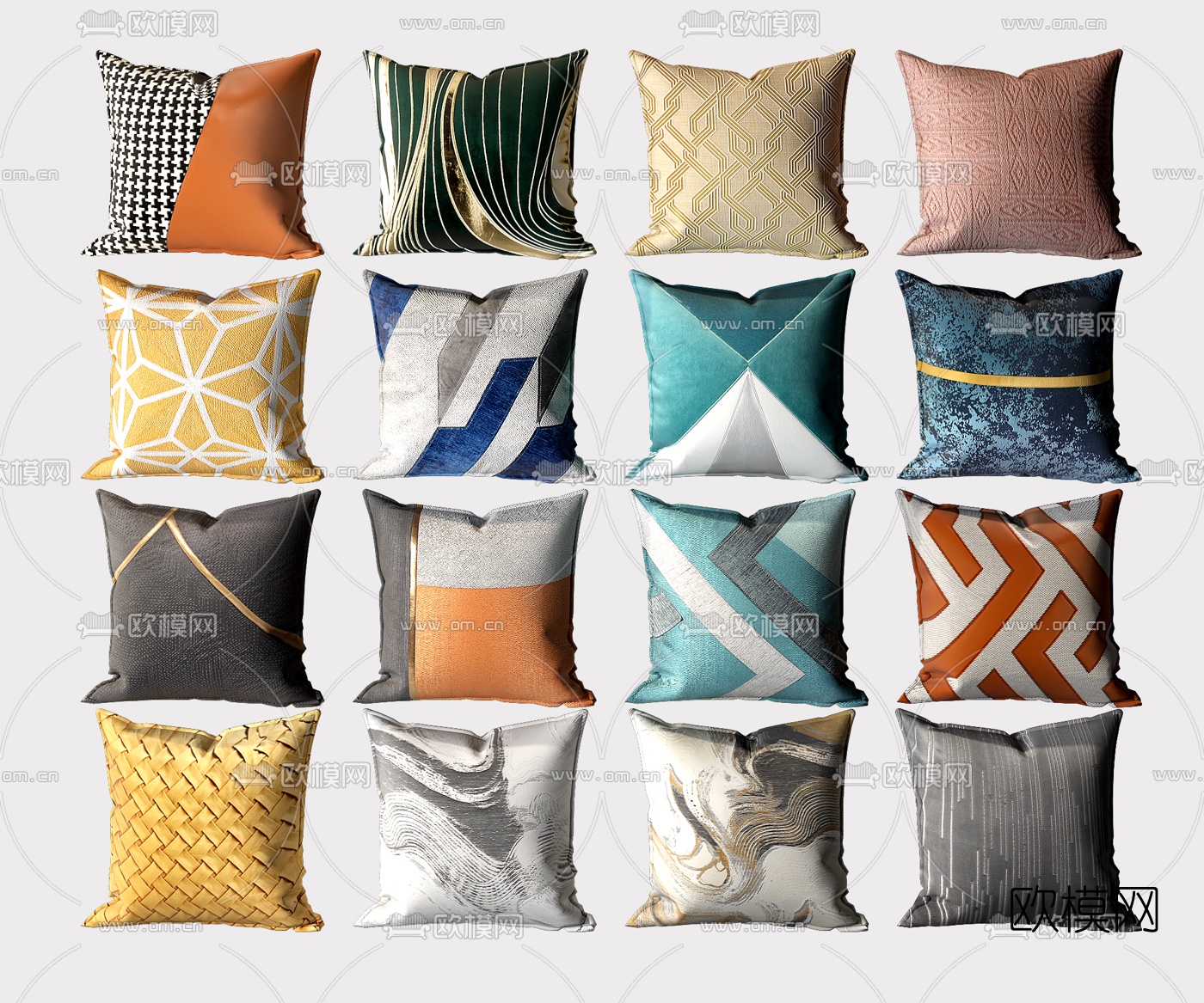 现代布艺抱枕3d模型下载