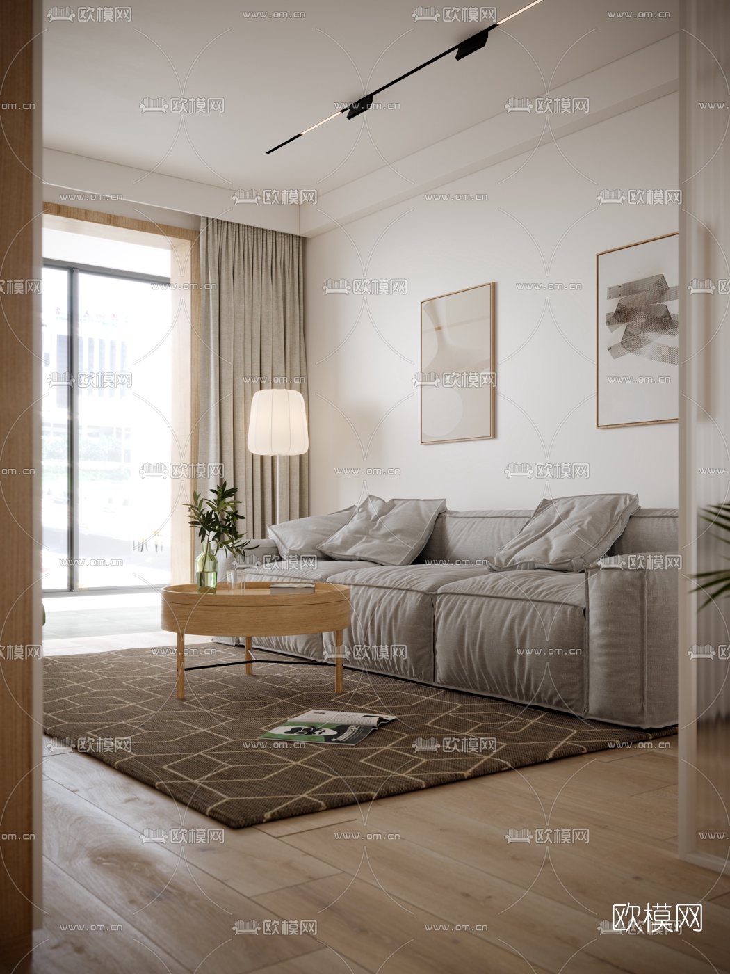 北欧客厅卧室3d模型下载（渲染图1）