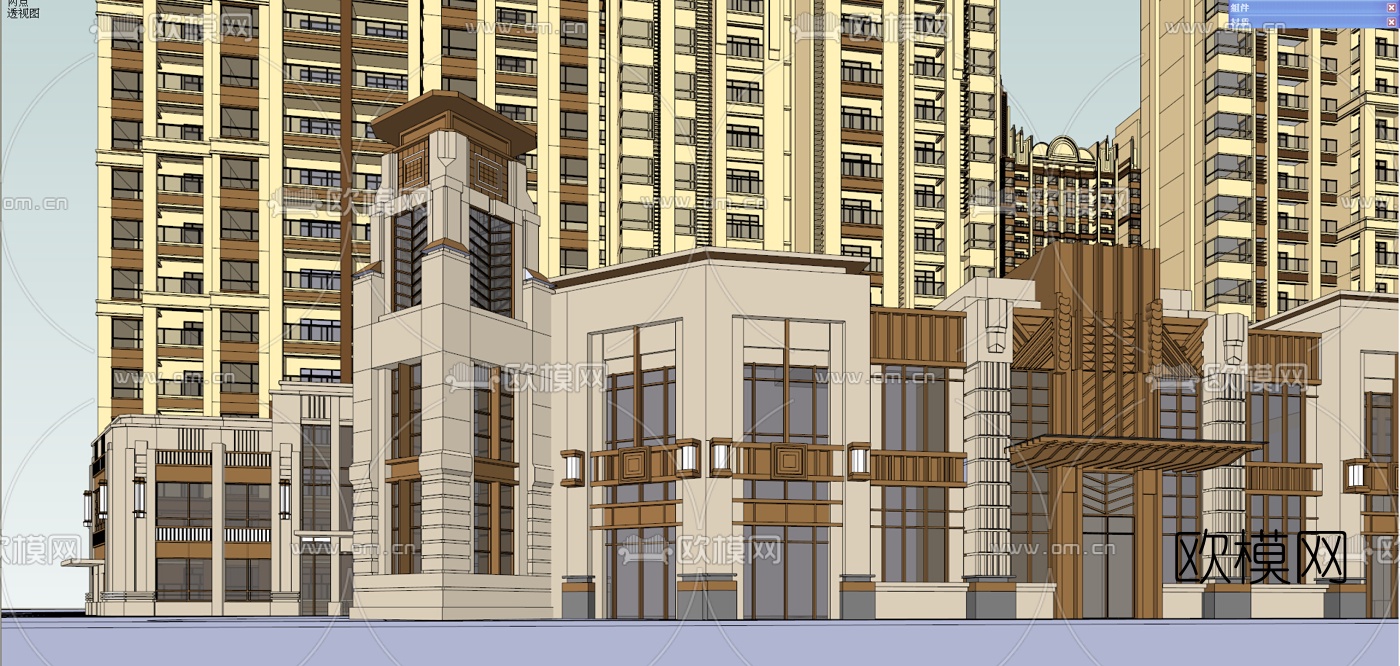 新古典超高层公寓楼su模型下载（渲染图10）