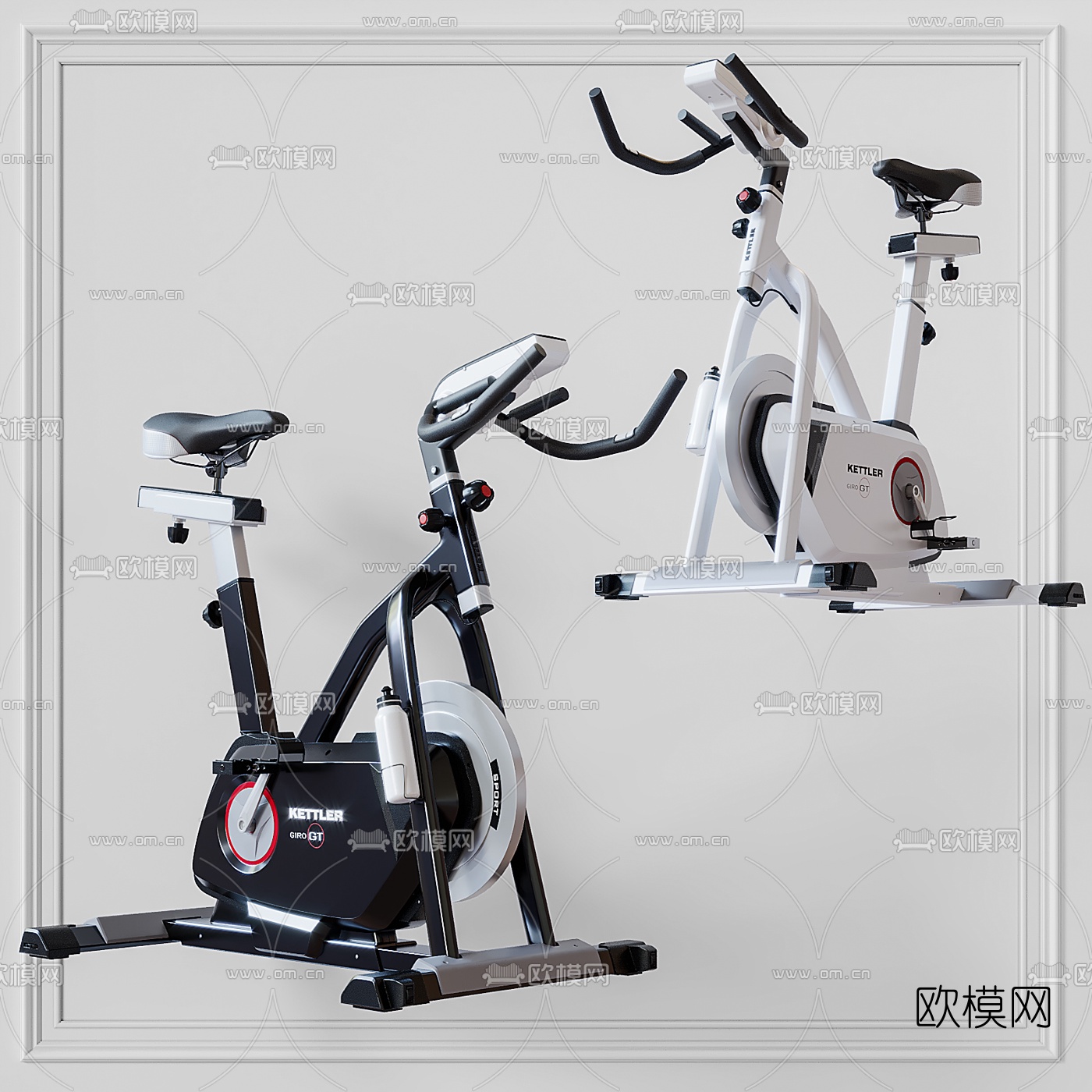现代动感单车健身器材3d模型下载