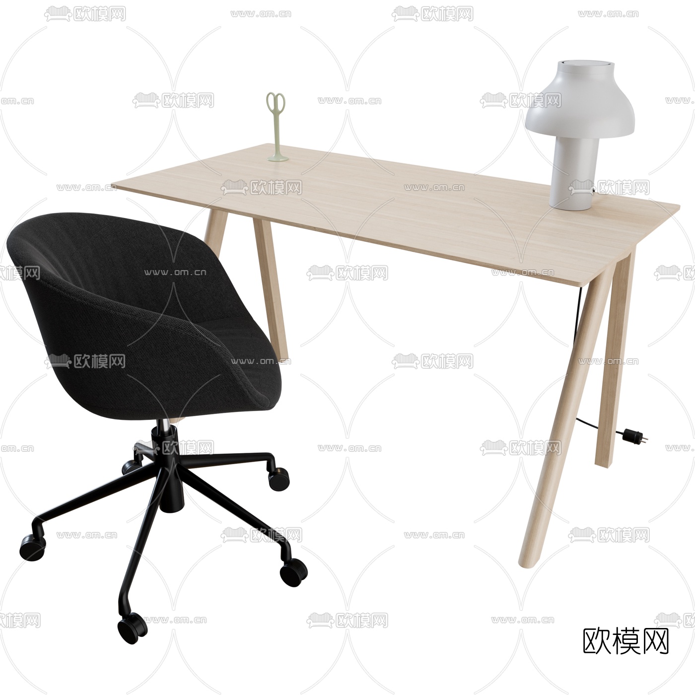 北欧简约书桌椅3d模型