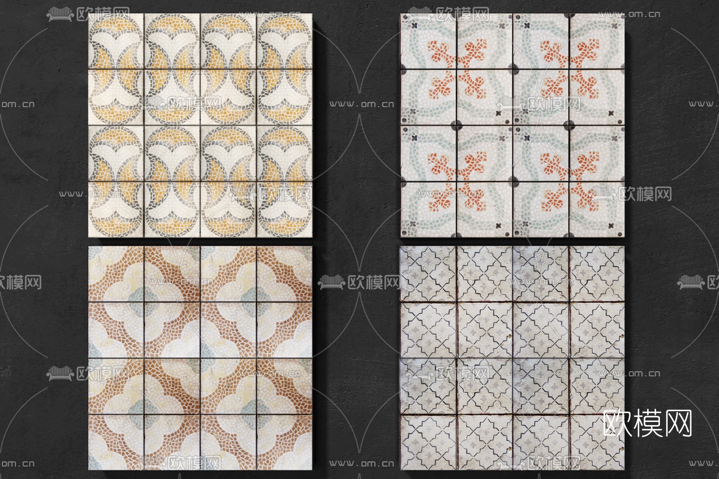 现代厨卫拼花瓷砖3d模型下载