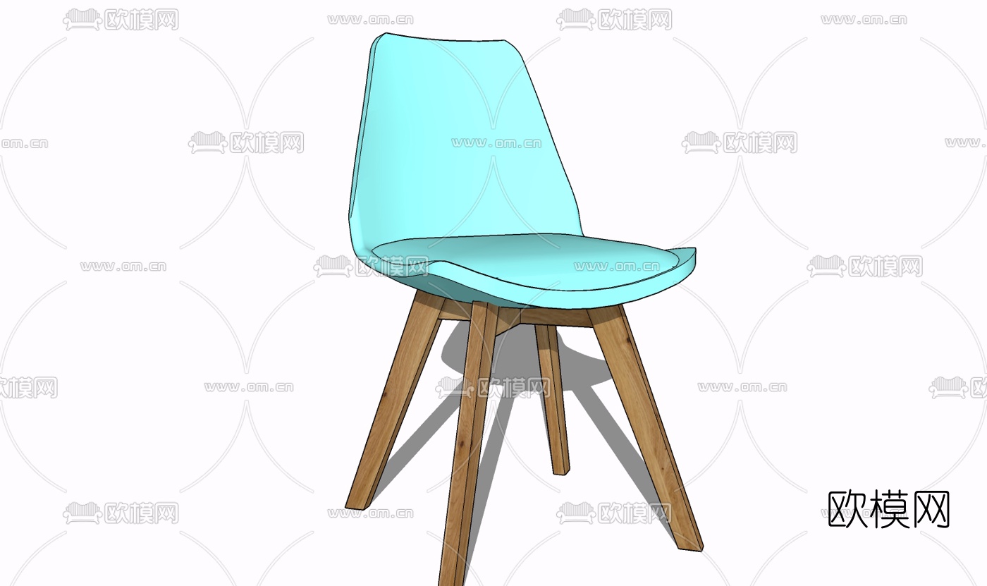 北欧实木单椅免费su模型下载