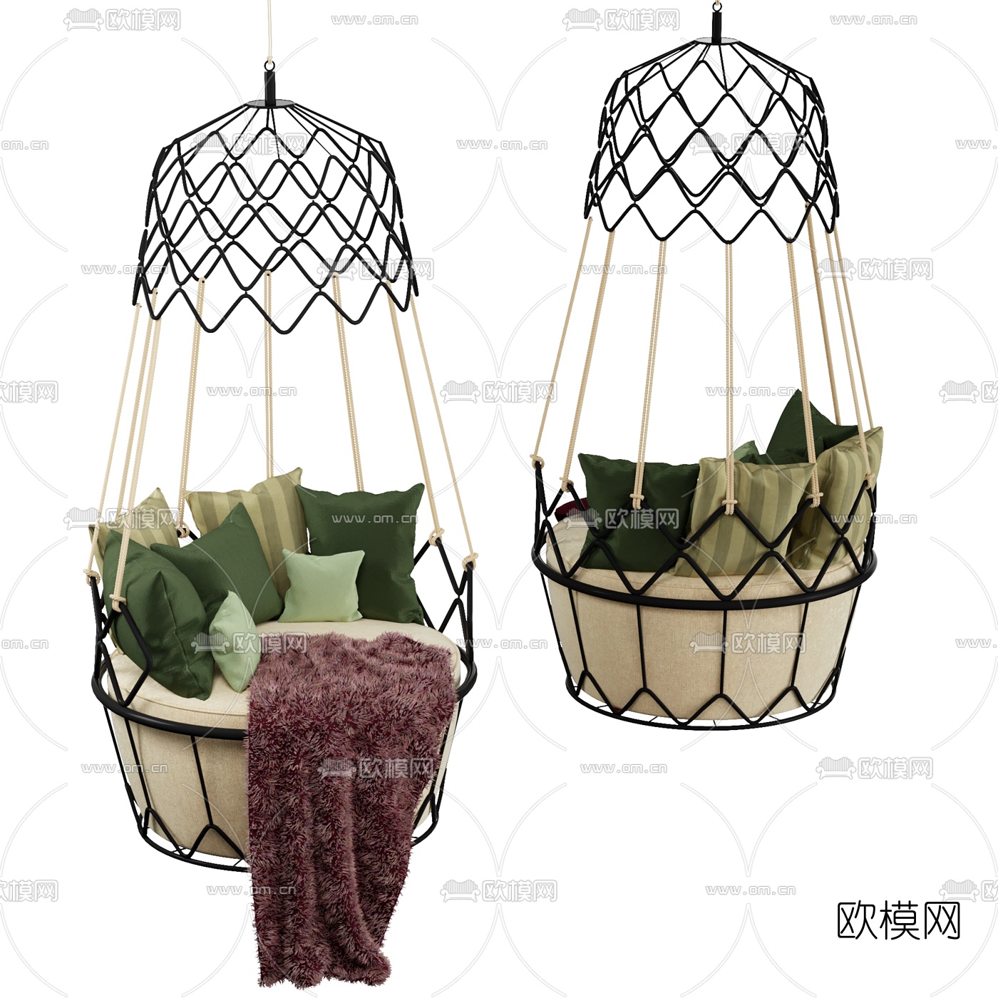现代铁艺吊椅3d模型