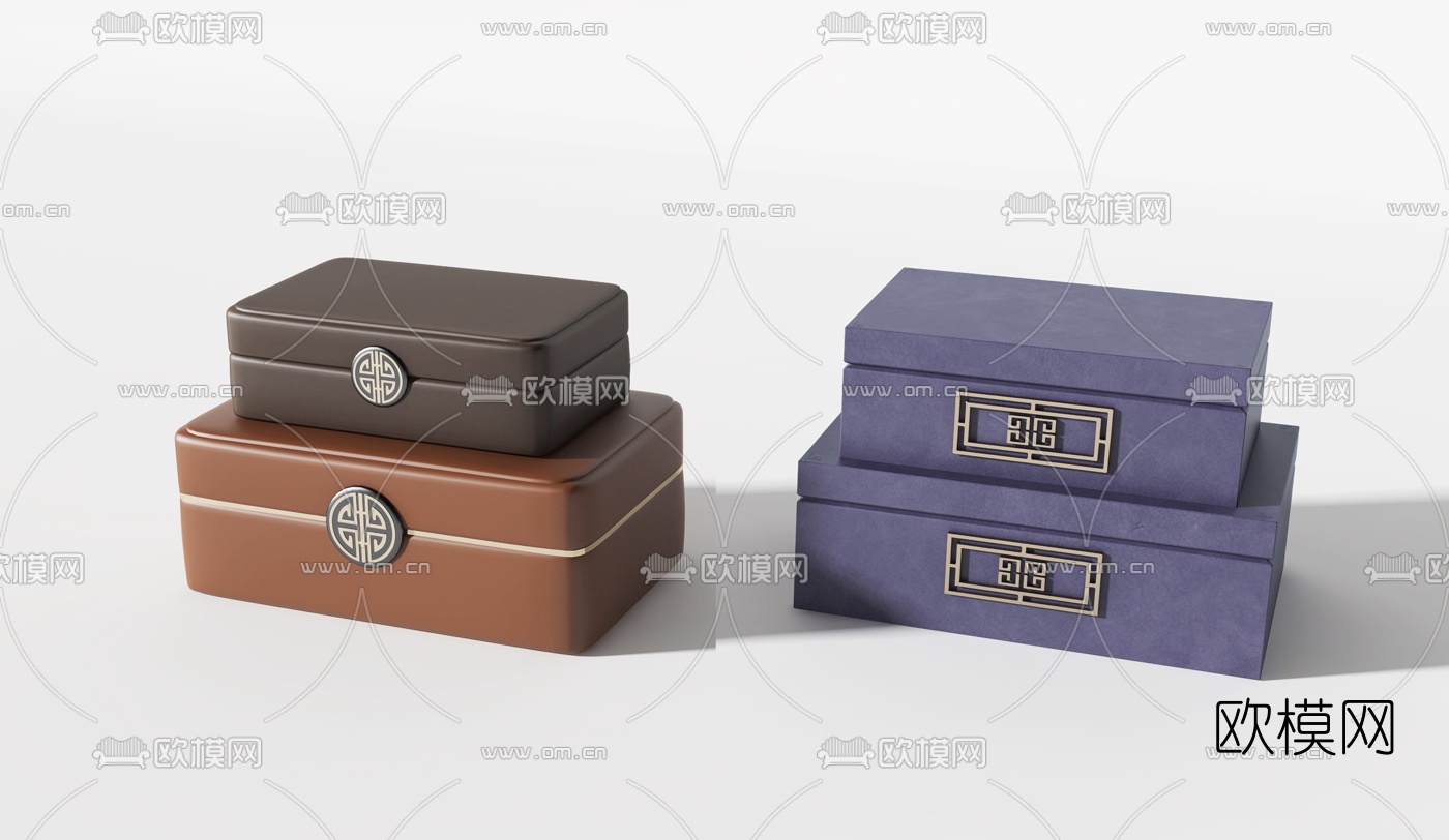 新中式首饰盒摆件3d模型下载（渲染图3）
