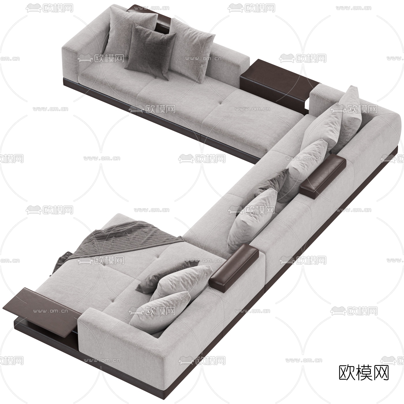 现代布艺转角沙发3d模型
