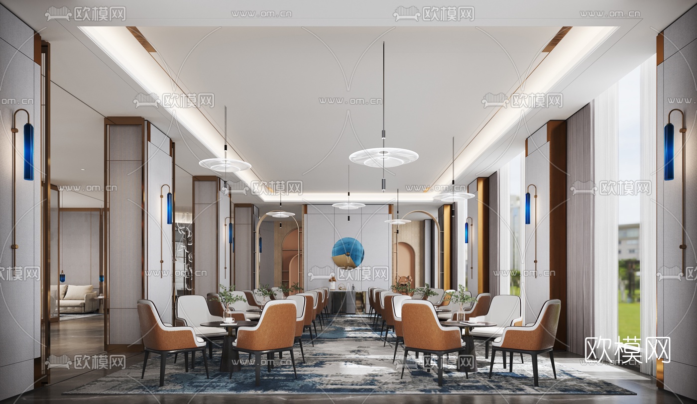 现代轻奢售楼处洽谈区3d模型下载