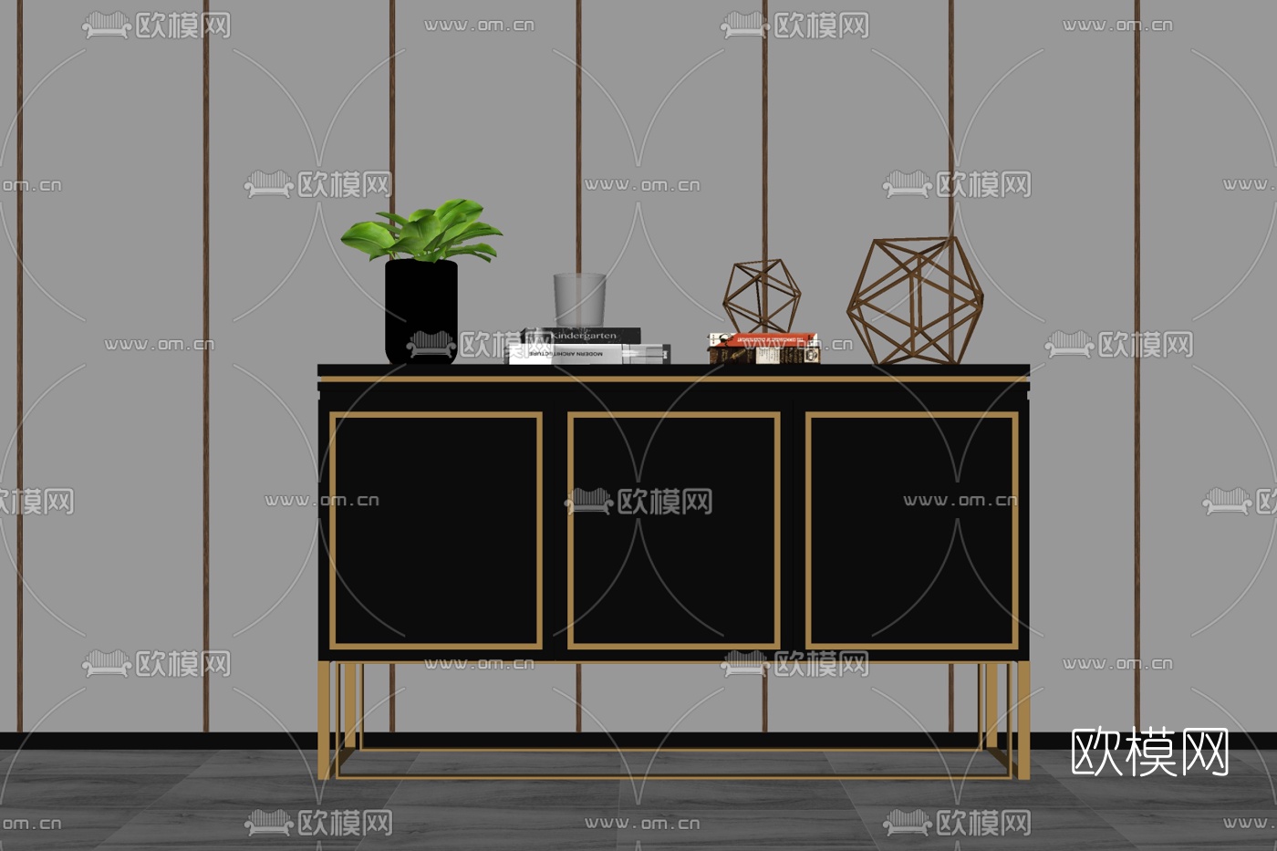 现代边柜su模型