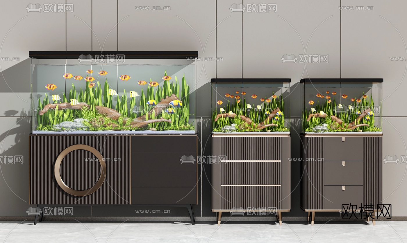 现代轻奢鱼缸3d模型下载