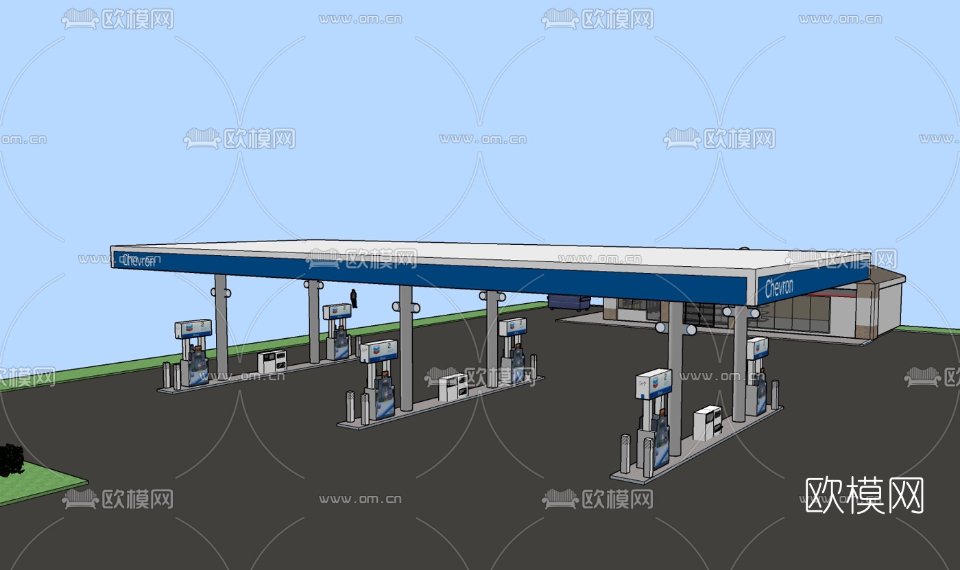 现代加油站免费su模型下载