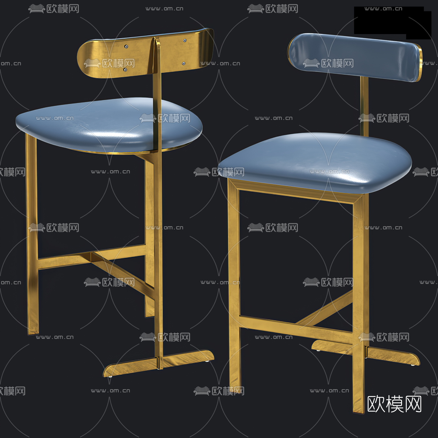工业风金属吧台椅3d模型