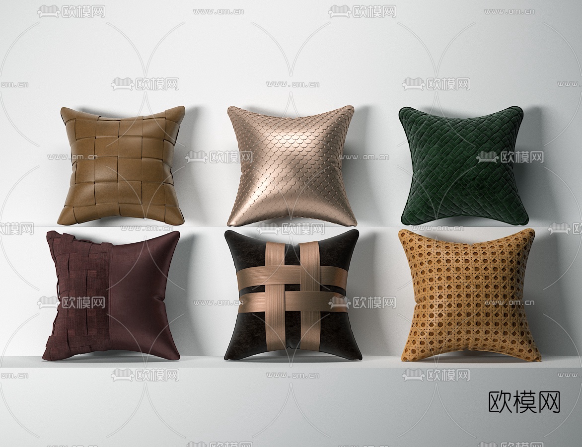 现代轻奢方形抱枕3d模型下载