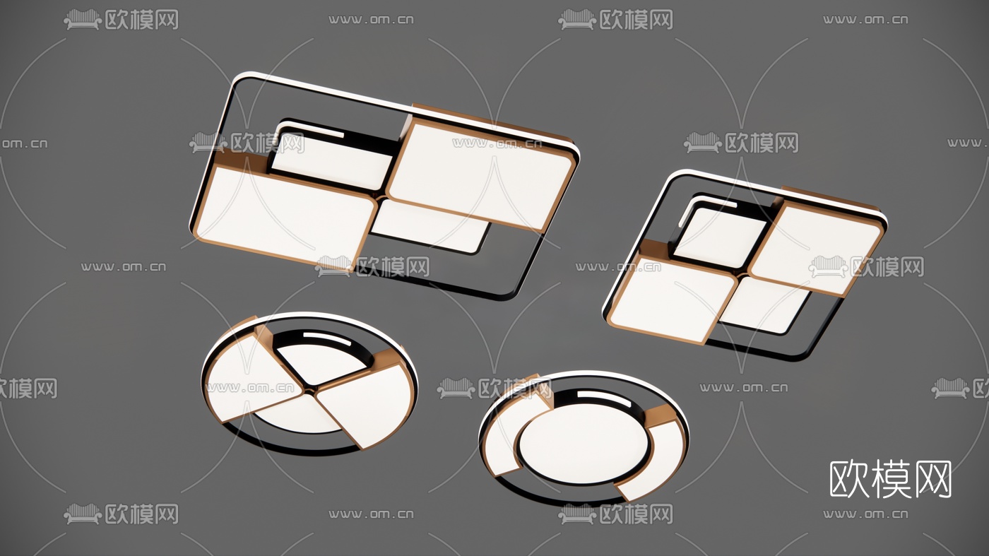 现代轻奢吸顶灯su模型下载（渲染图1）