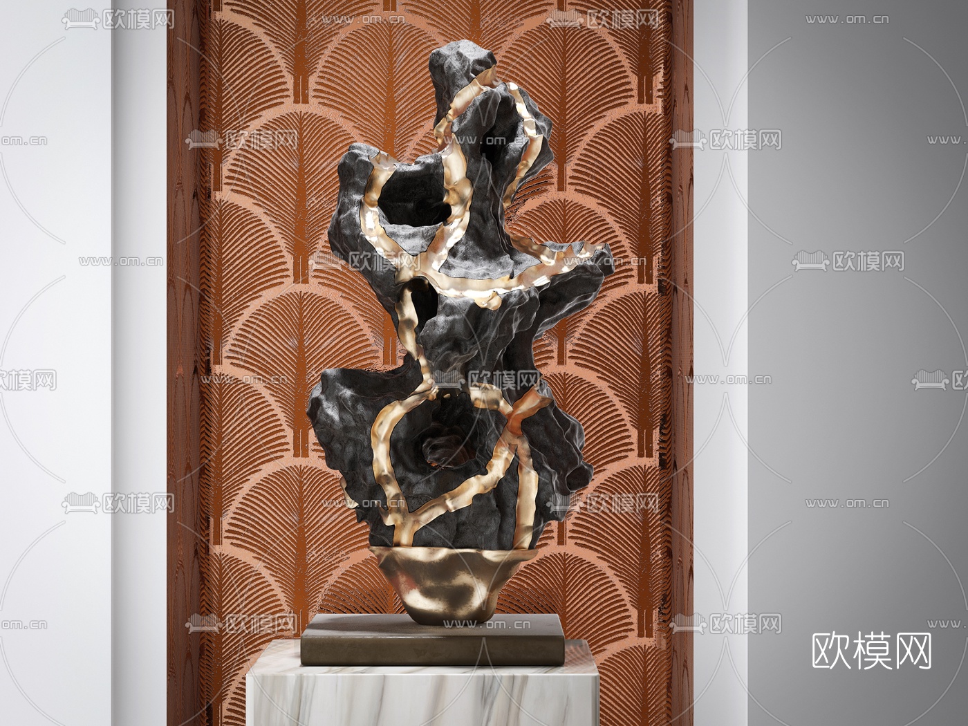 现代抽象石雕塑摆件3d模型下载