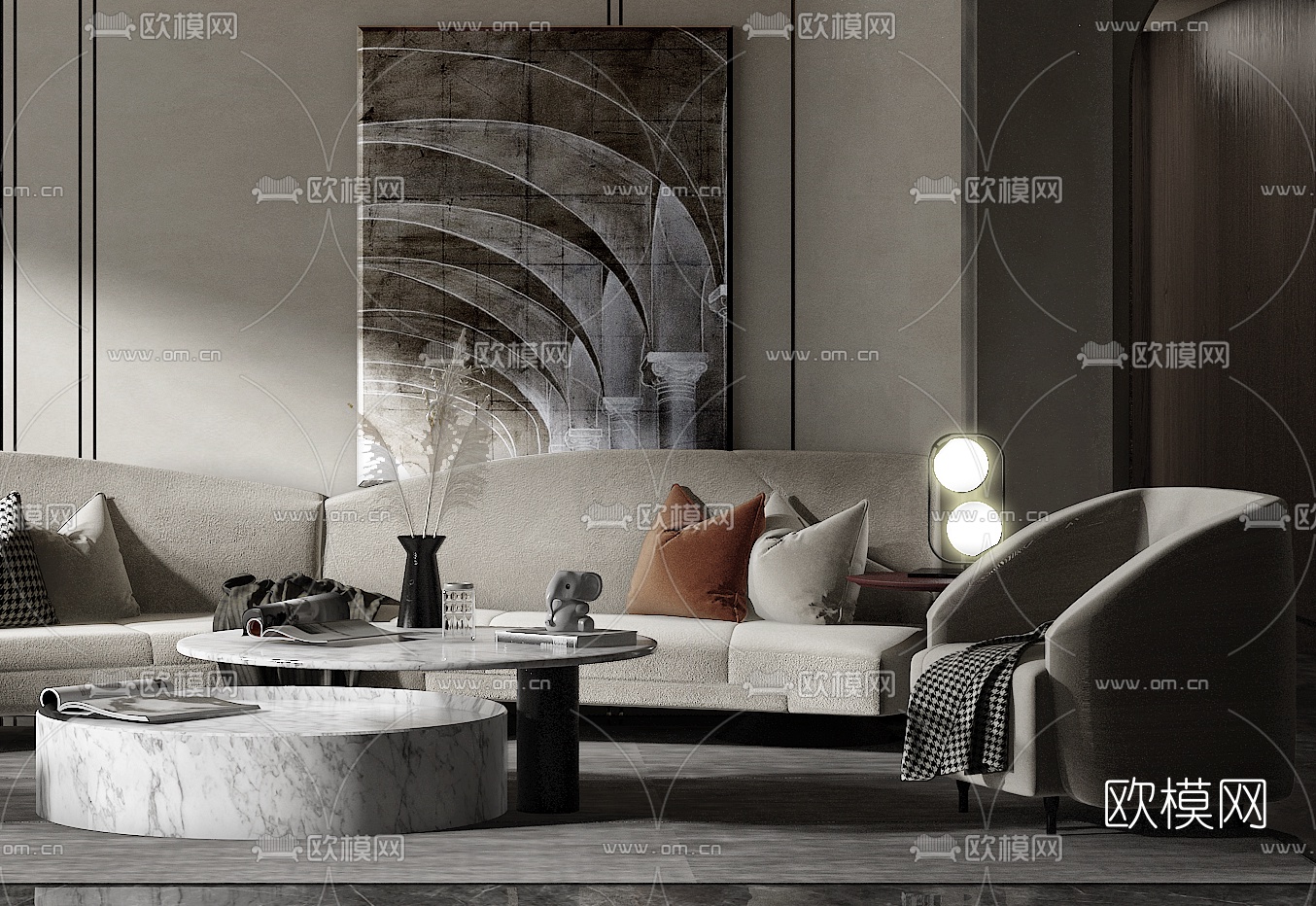 现代轻奢沙发组合3d模型