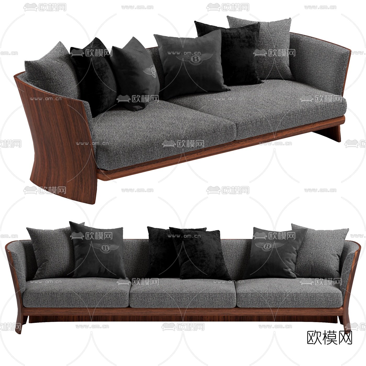 BENTLEY 现代布艺多人沙发3d模型下载（渲染图1）