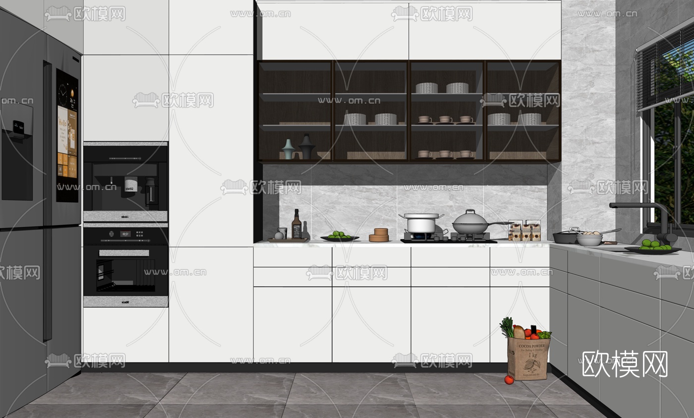 现代橱柜su模型下载