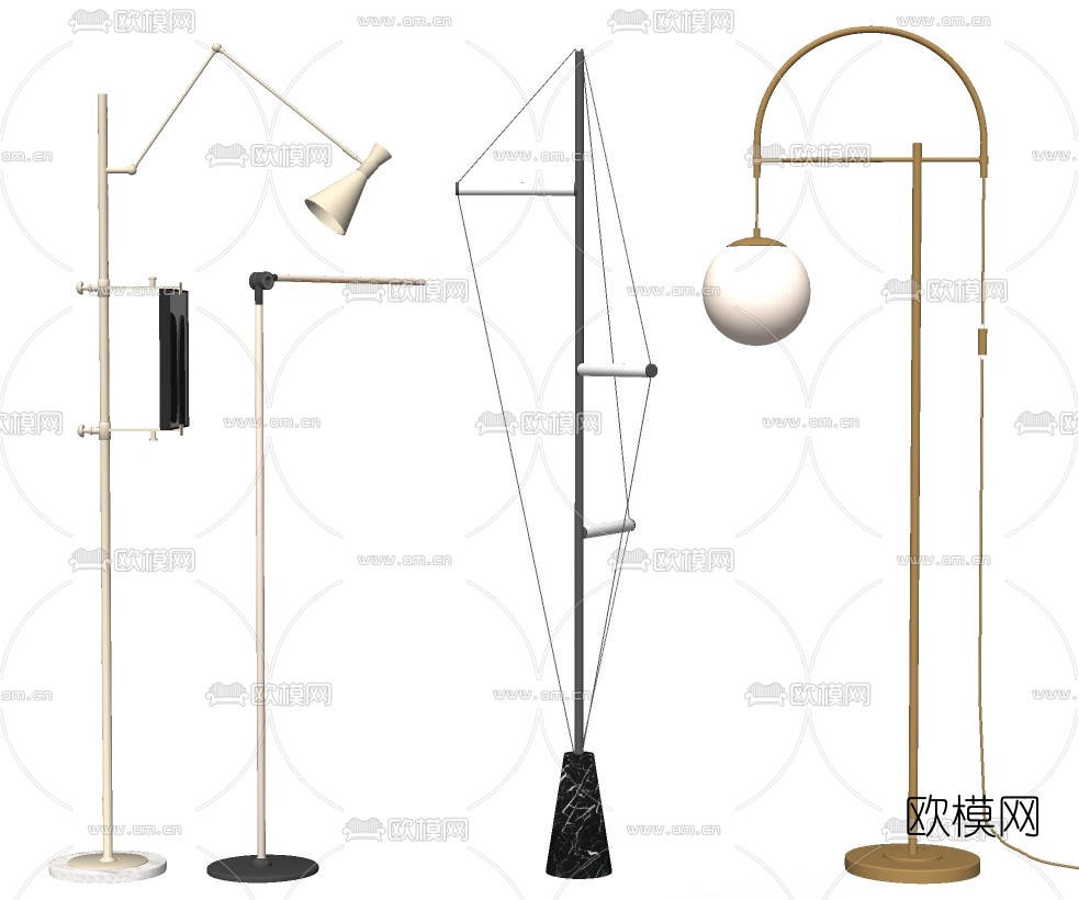 现代落地灯su模型下载（渲染图2）