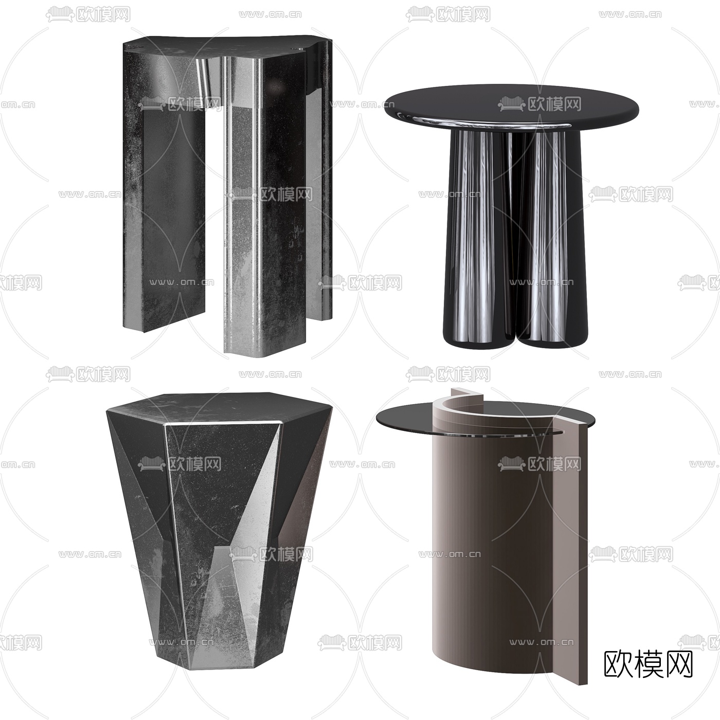 后现代金属角几边几3d模型下载