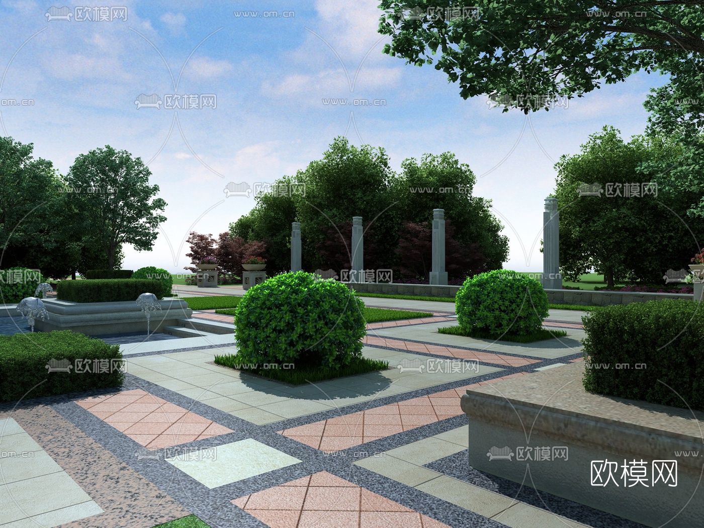 现代小区园林景观3d模型