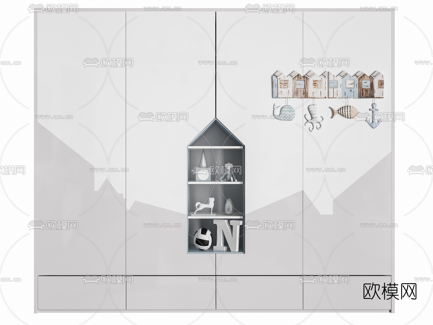 北欧儿童衣柜3d模型下载（渲染图4）