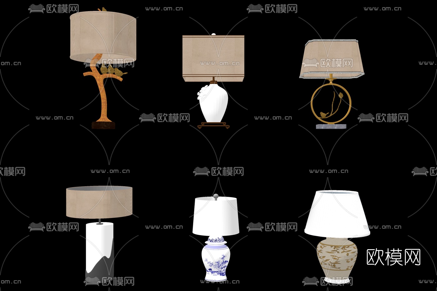 新中式台灯su模型下载