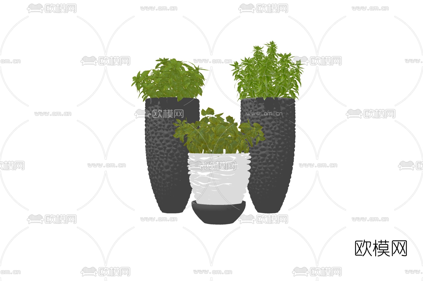 现代绿植盆栽su模型下载