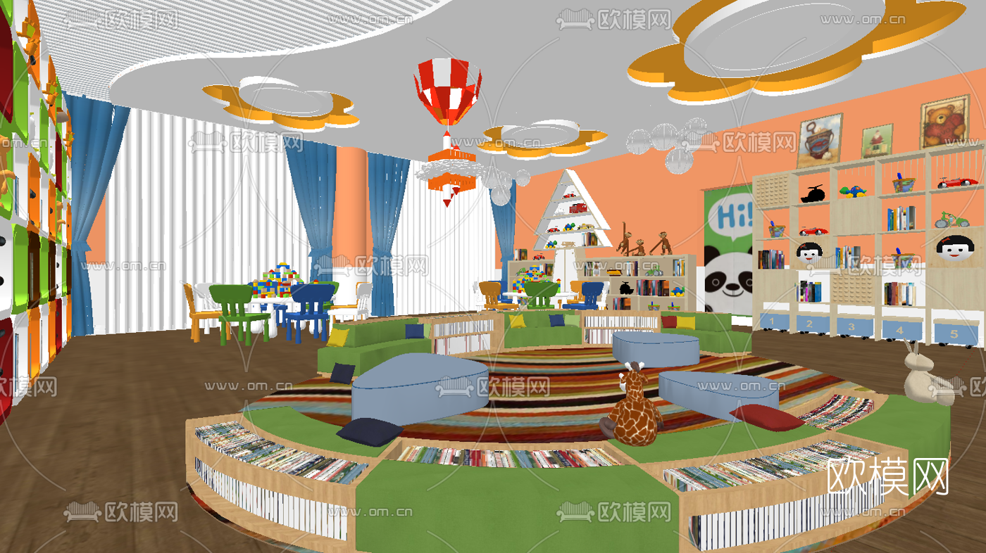 现代早教中心幼儿园su模型下载