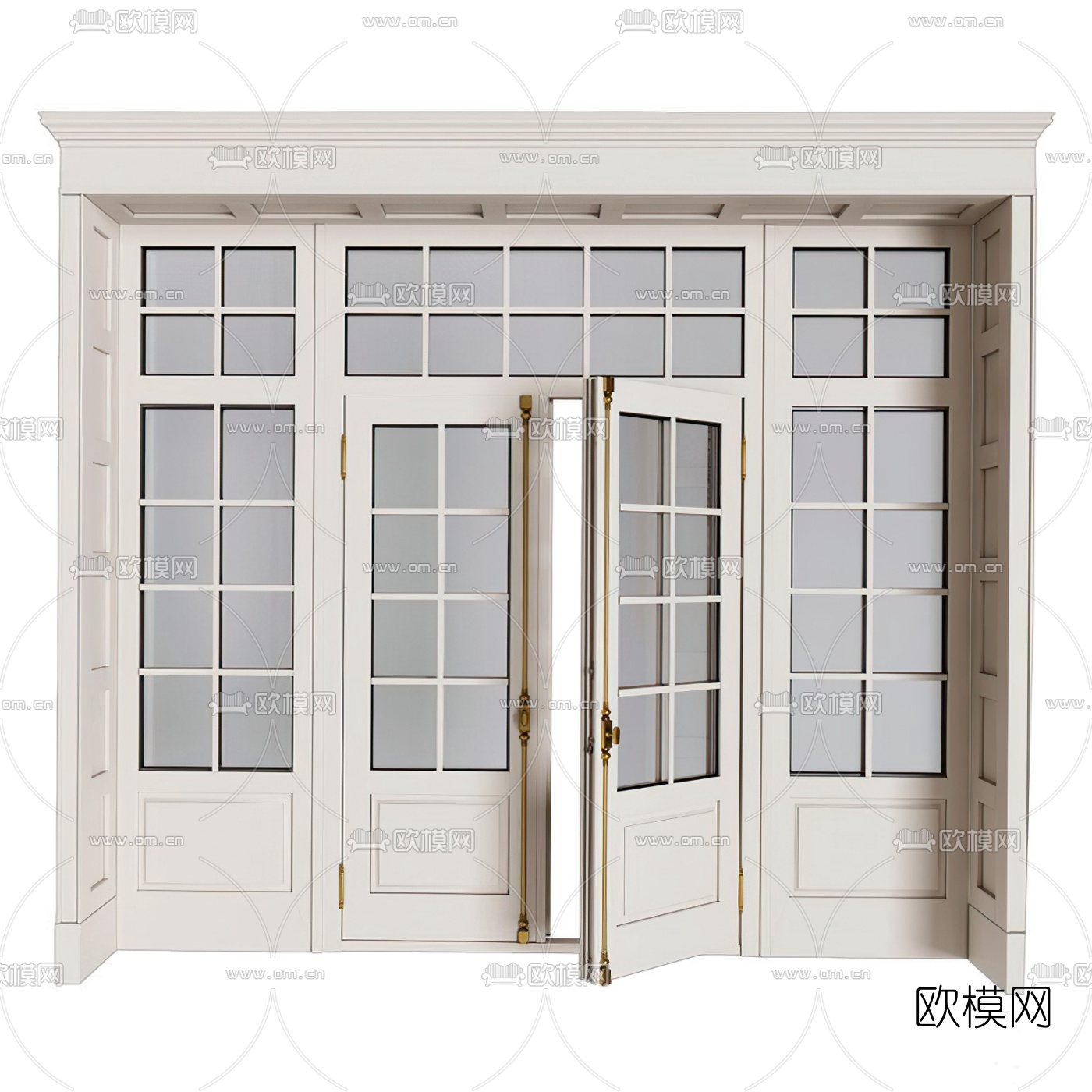 简欧玻璃门双开门3d模型