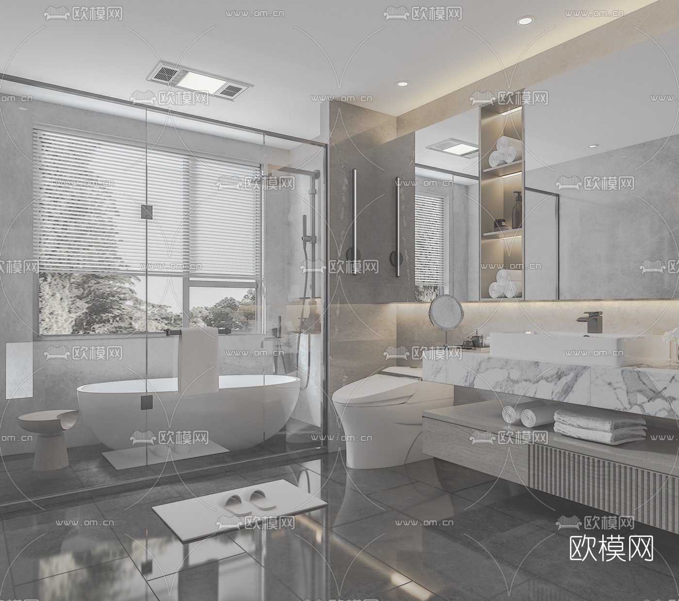 现代卫生间浴室su模型下载（渲染图1）
