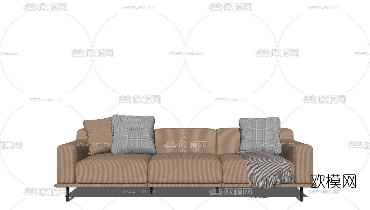 现代布艺多人沙发su模型下载（渲染图3）