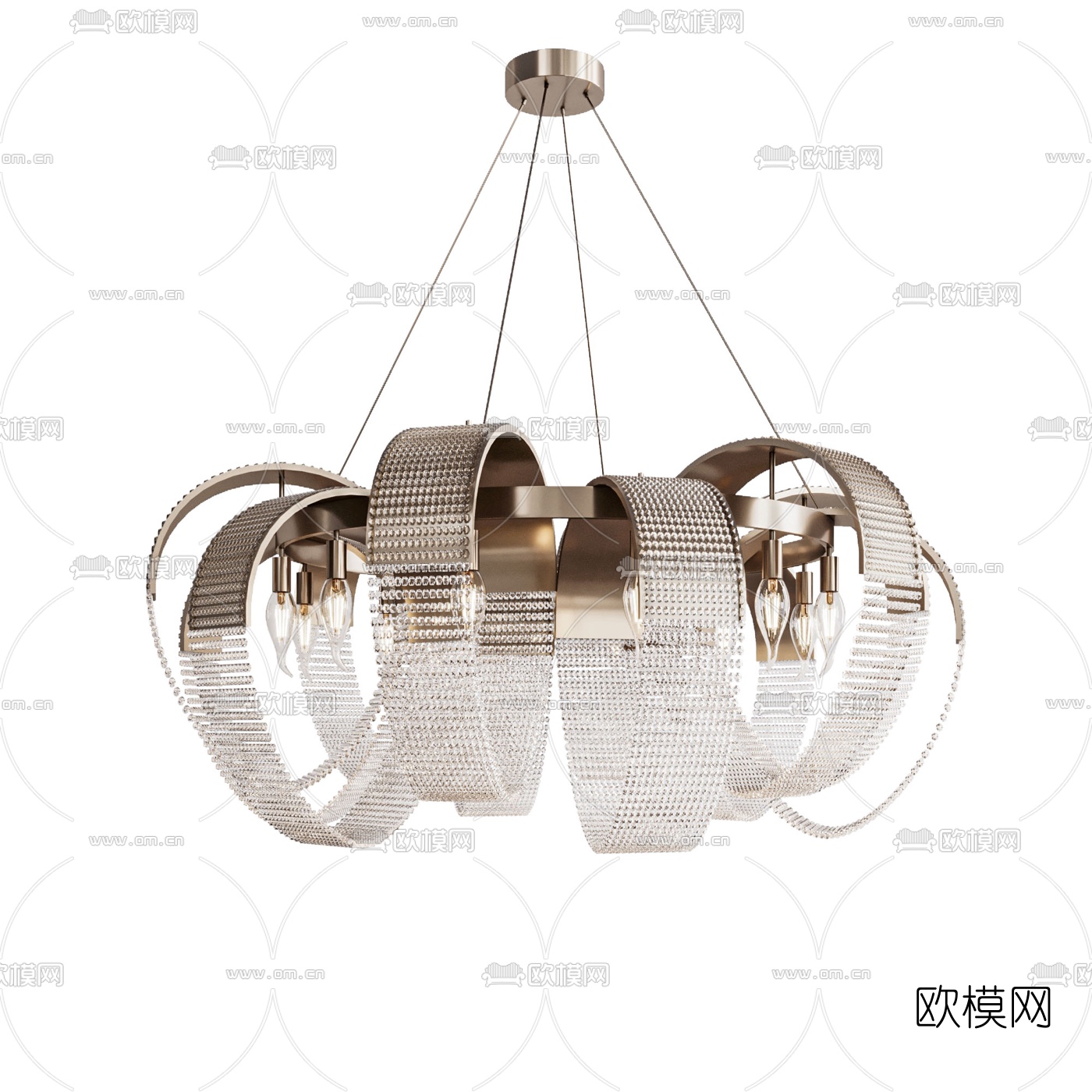 美式轻奢水晶吊灯3d模型下载（渲染图5）