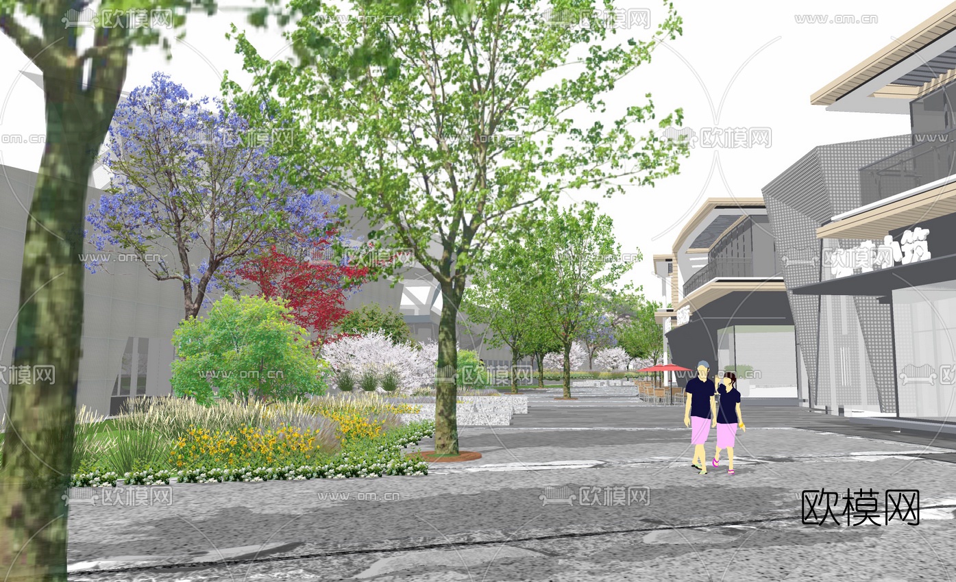 现代旅游度假区景观su模型下载（渲染图3）