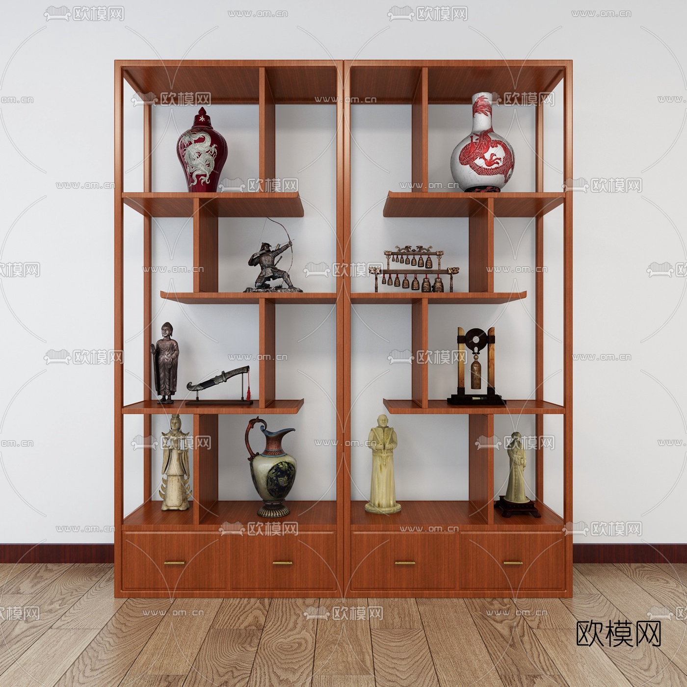 中式实木博古架免费3d模型