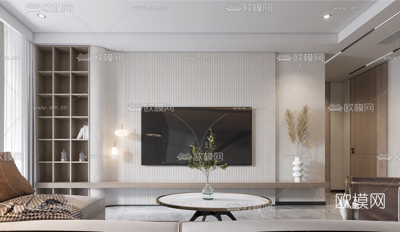 现代客厅餐厅3d模型