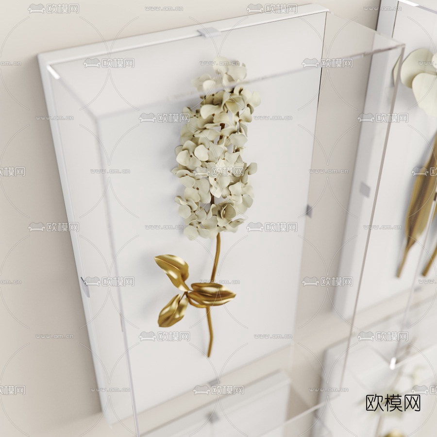 现代立体花装饰画3d模型