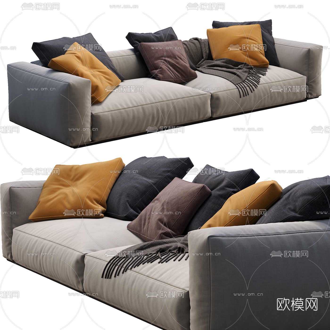 现代布艺双人沙发3d模型下载（渲染图3）