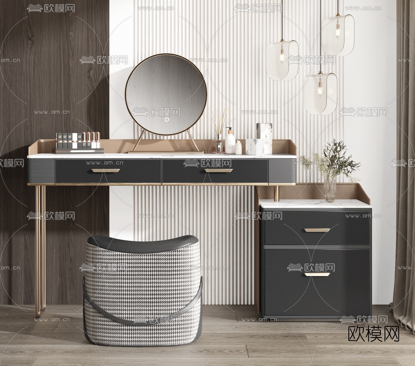 现代梳妆台3d模型下载