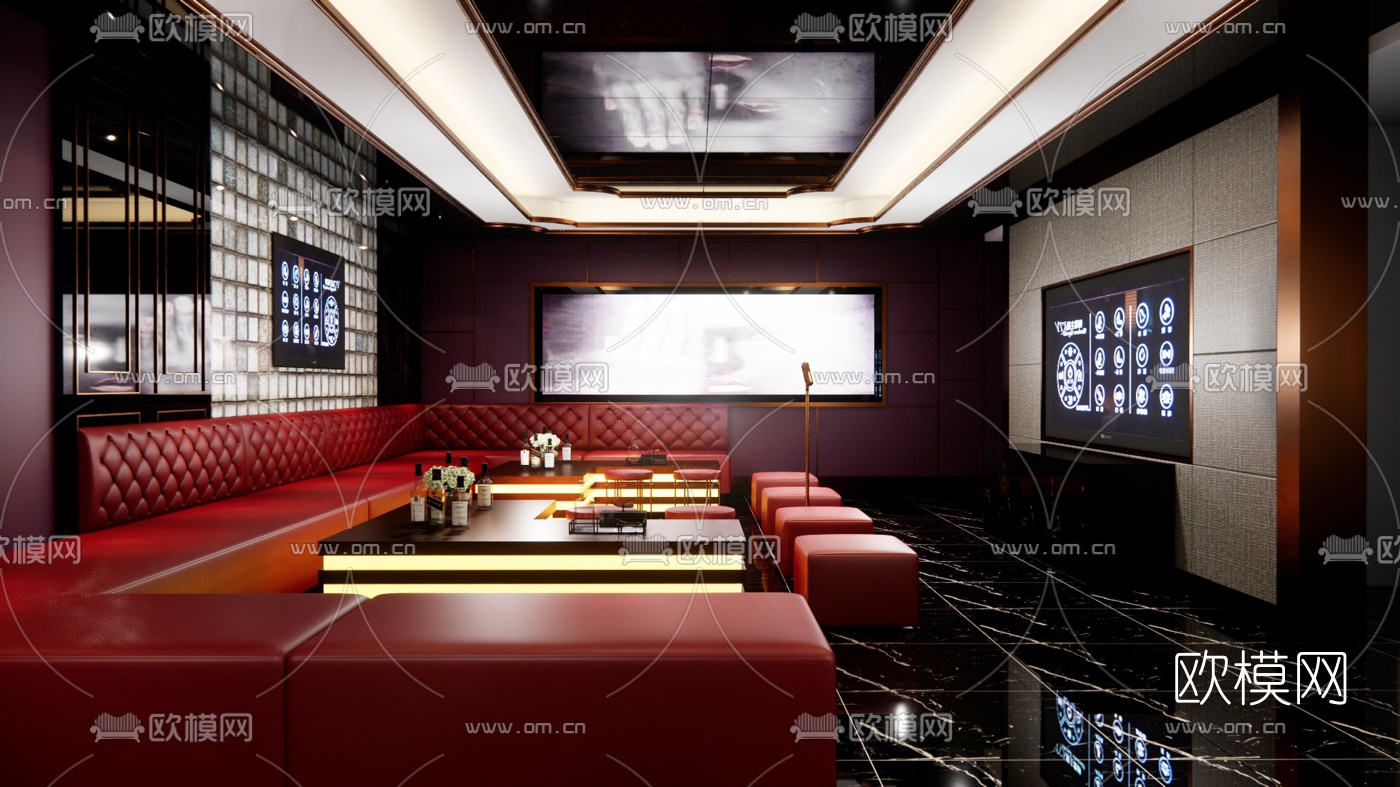 现代KTV包房su模型下载（渲染图1）